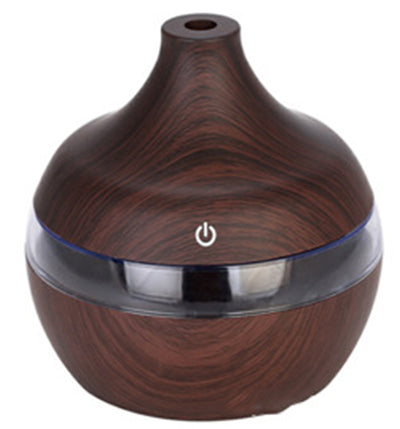 Aroma Diffuser & Humidifier 300ml with Wood Grain Design – Auto Shutoff, LED Light, USB – Aura & Ash