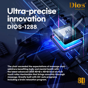 Dios-1288 8D Dual Roller Massage Chair - Black