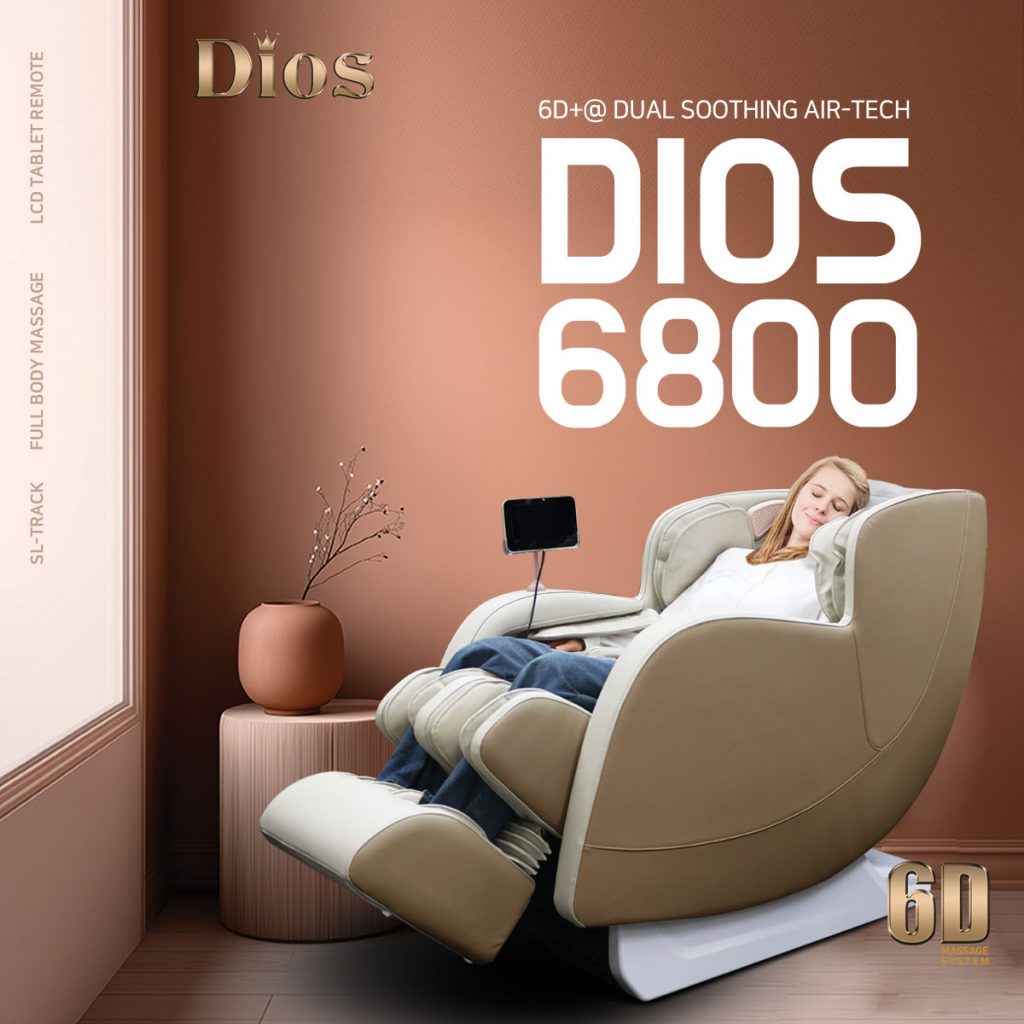 Kahuna Dios 6800 6D+ SL-Track Zero Gravity Full Body Massage Chair with, Heat, Voice Control & Wireless Charging – Black