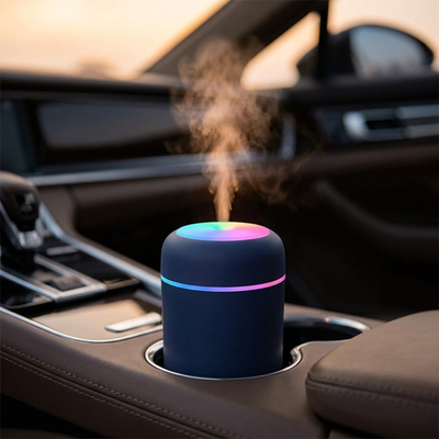 Mini Desk & Car Humidifier 300ml – 2 Spray Modes, 4/6Hr Auto Shutoff, Ambient Light, USB – RestFlow