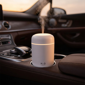 Mini Desk & Car Humidifier 300ml – 2 Spray Modes, 4/6Hr Auto Shutoff, Ambient Light, USB – RestFlow