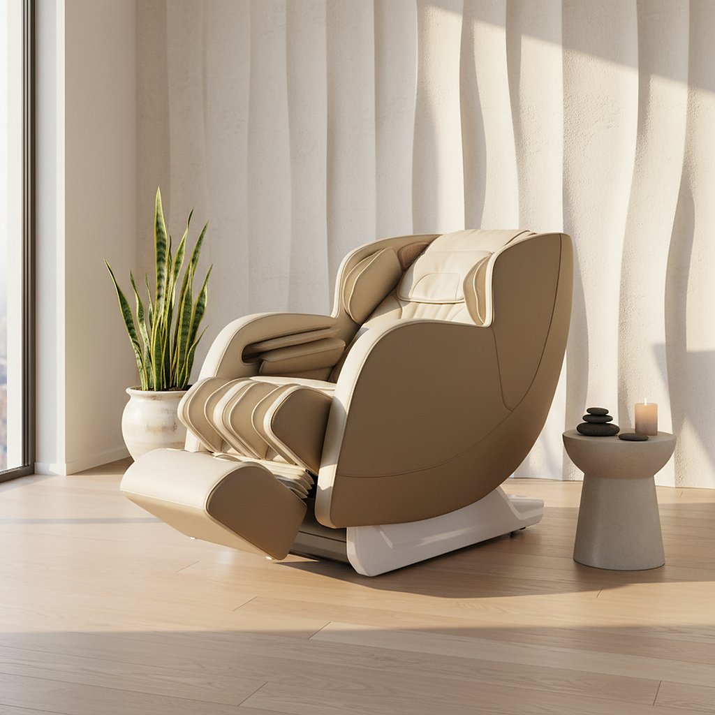 Kahuna Dios 6800 6D+ SL-Track Zero Gravity Full Body Massage Chair with, Heat, Voice Control & Wireless Charging – Beige