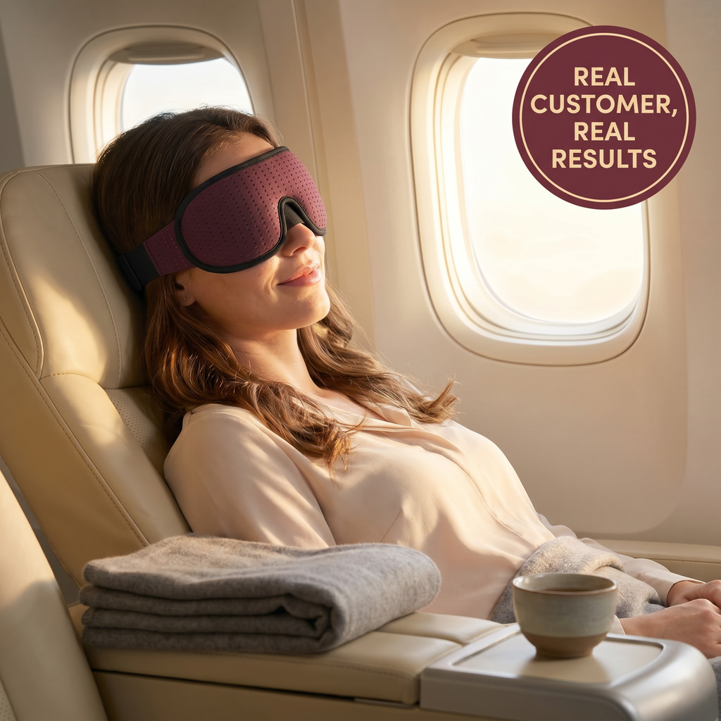 3D Wraparound Sleep Eye Mask with Hollow Eye Cups & Wide Breathable Band – 68cm Strap – DreamTone