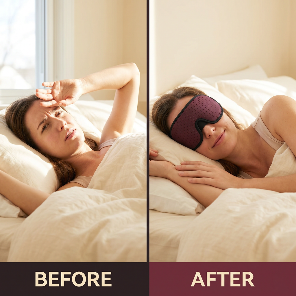 3D Wraparound Sleep Eye Mask with Hollow Eye Cups & Wide Breathable Band – 68cm Strap – DreamTone