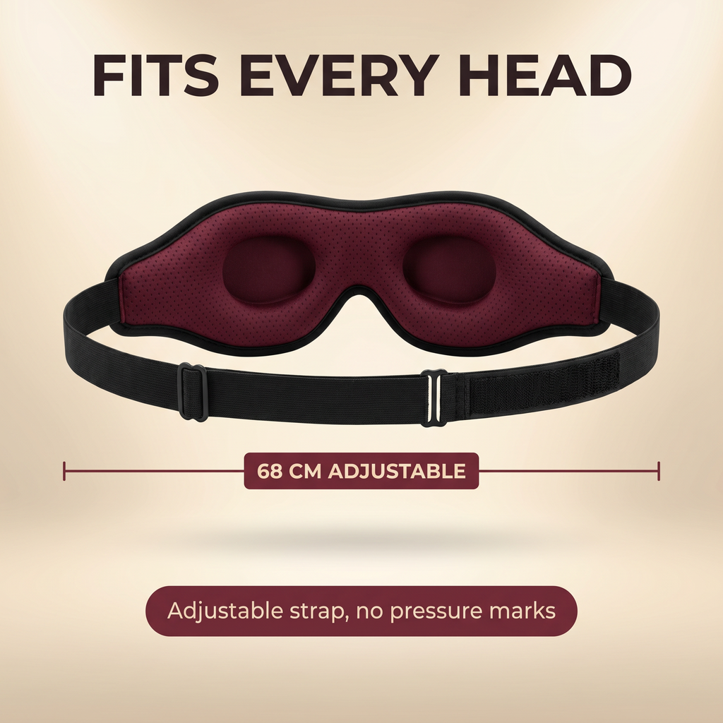 3D Wraparound Sleep Eye Mask with Hollow Eye Cups & Wide Breathable Band – 68cm Strap – DreamTone