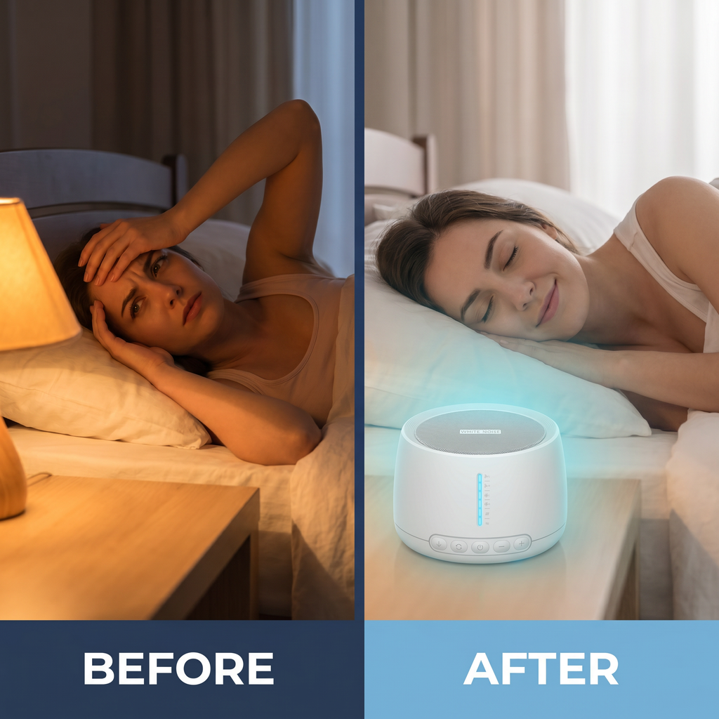 White Noise Machine for Sleep & Relaxation – Multiple Sound Options, Volume Control & Timer – USB Powered – DreamTone