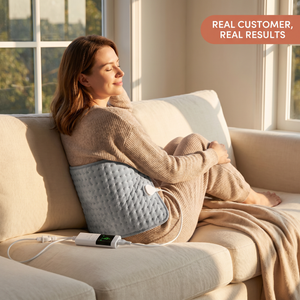 Electric Heating Pad for Back & Shoulder Relief – 10 Heat Settings, 3 Timer Options, Soft Quilted Fabric – HeatWave