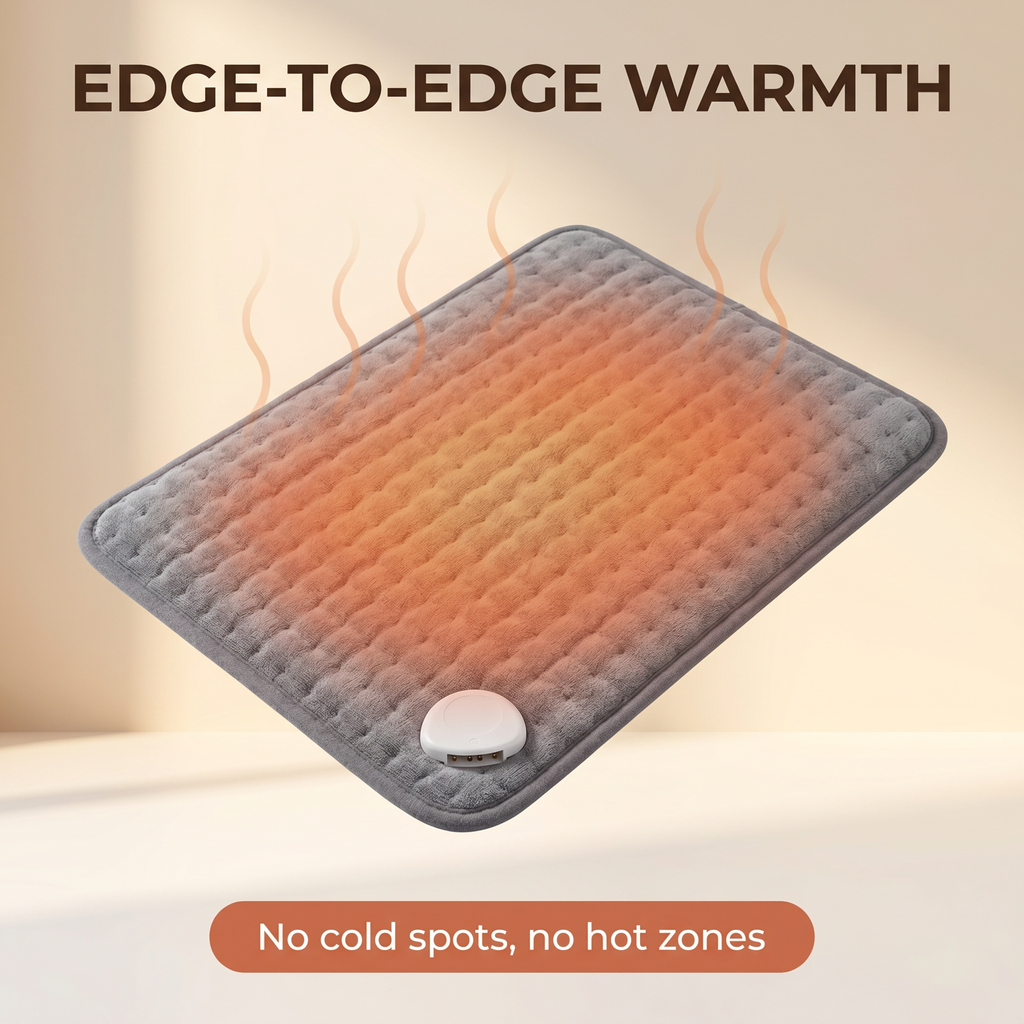 Electric Heating Pad for Back & Shoulder Relief – 10 Heat Settings, 3 Timer Options, Soft Quilted Fabric – HeatWave