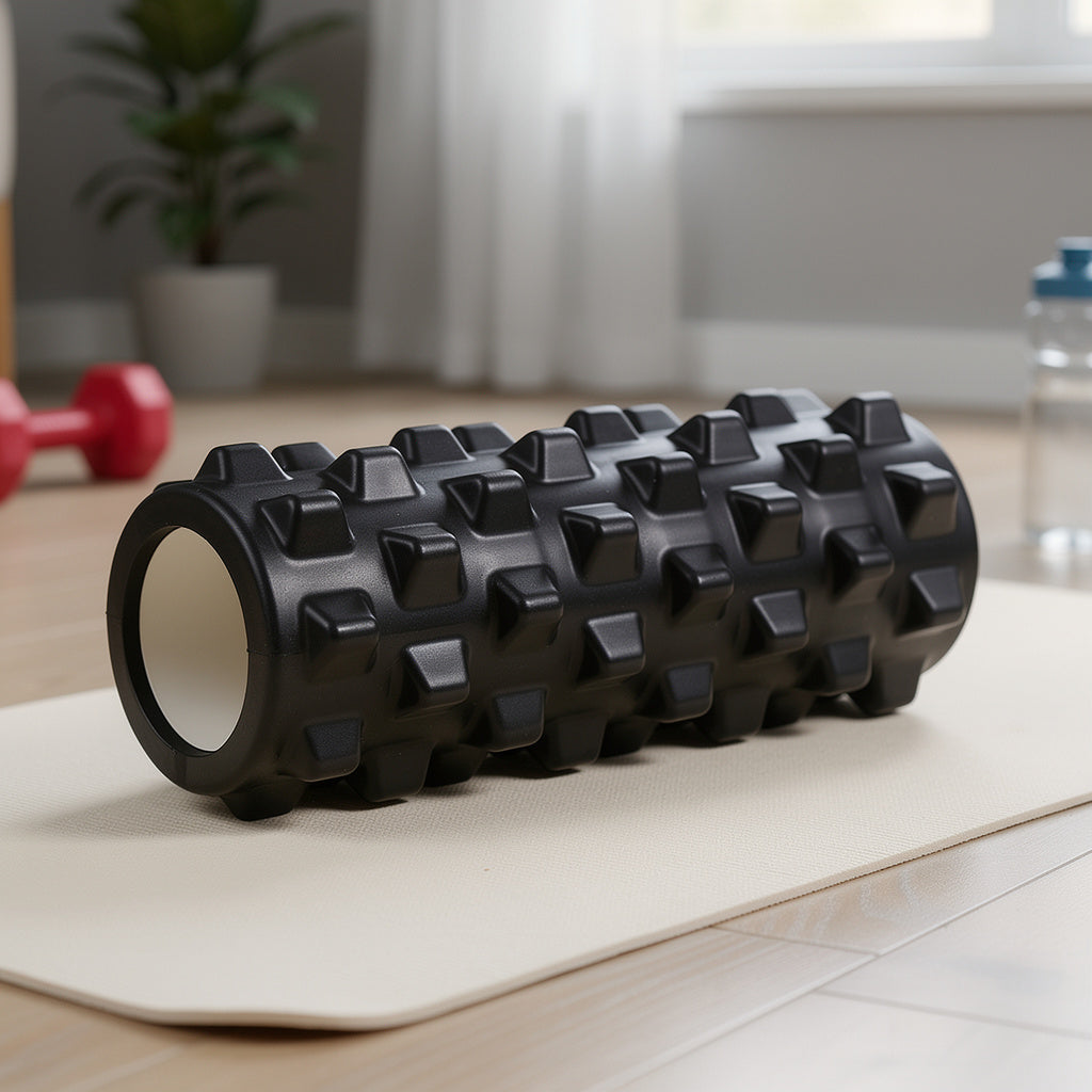 Textured Foam Roller for Muscle Recovery & Deep Tissue Massage – Compact Hollow Core  – MuscleMint