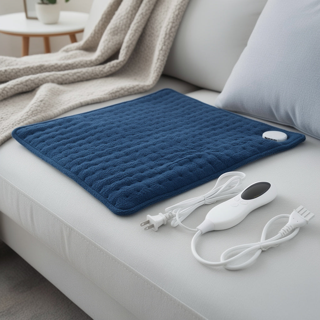 Electric Heating Pad for Back & Shoulder Relief – 10 Heat Settings, 3 Timer Options, Soft Quilted Fabric – HeatWave