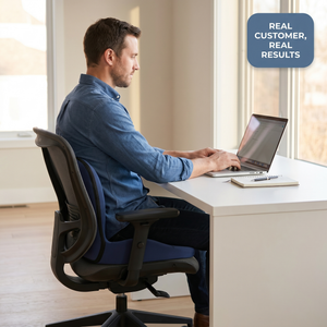 Memory Foam Chair Cushion with Lumbar Back Support – Non-Slip Office Seat Pad, 47x27cm – DreamTone