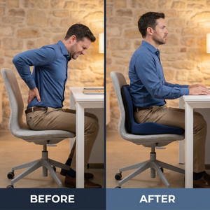 Memory Foam Chair Cushion with Lumbar Back Support – Non-Slip Office Seat Pad, 47x27cm – DreamTone